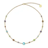 BERING Halskette Edelstahl goldfarben glänzend mit bunten Steinen 45 cm 443-27-450