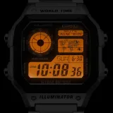 Casio Digitaluhr kupferfarben mit LED Beleuchtung und braunem Lederband AE-1200WHL-5AVEF
