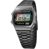 Casio X UNO Special Edition Digital Armbanduhr Edelstahlband A168WEUC-1AER