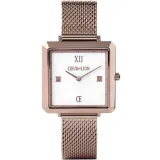 Coeur de Lion Damenuhr Iconic Square Brilliant White Milanaise Edelstahl Champagne 7625/70-1128