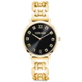 Coeur de Lion Damenuhr rund Brilliant Glamourous Black Statement goldfarben 7612/74-1613