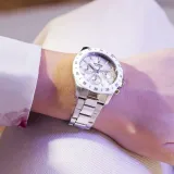 Festina Chrono Armbanduhr mit Ceramic Lünette silberfarben Perlmutt weiss F20693/1