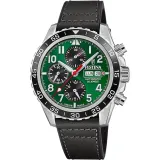 Festina Swiss Made Herrenuhr Automatik silberfarben grün Lederband schwarz F20056/2