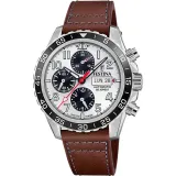Festina Swiss Made Herrenuhr Automatik silberfarben weiss Lederband braun F20056/1