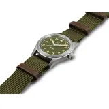 HAMILTON Armbanduhr Khaki Field 33 mm silberfarben Textilband olivegrün H69301960