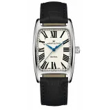 HAMILTON Herrenuhr Boulton mechanical silberfarben mit schwarzen Lederarmband H13519711