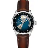 HAMILTON Herrenuhr Edelstahl Lederarmband Jazzmaster Open Heart Automatik H32675540