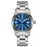 HAMILTON Herrenuhr Khaki Field Automatik silberfarben blau 42 mm H70605140