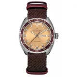 HAMILTON Herrenuhr Pan Europ Day Date Automatik Set beige Wechselband bugunderrot H35435820