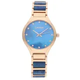 Laimer Holzuhr Damen POLLY Nussholz und Edelstahl rosegoldfarben 0197