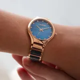 Laimer Holzuhr Damen POLLY Nussholz und Edelstahl rosegoldfarben 0197