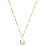 SIF JAKOBS Kette Ellisse Carezza Silber 925 18K vergoldet mit weissem Zirkonia SJ-N2353-CZ-YG