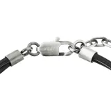 s.Oliver Herrenarmband Lederband schwarz silberfarben mit Beads Details 2038007