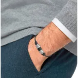 s.Oliver Herrenarmband Lederband schwarz silberfarben mit Beads Details 2038007