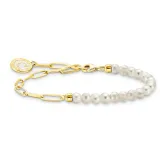 Thomas Sabo Charmista Armband 17 cm mit weißen Perlen Silber 925 vergoldet A2129-430-14-L17V