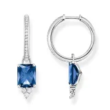 Thomas Sabo Ohrringe Creole Silber 925 Zirkonias weiss und blauer Stein CR684-166-1