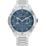 Tommy Hilfiger Damen Multifunktionsuhr Classic mit Edelstahlband Zifferblatt blau 1782657