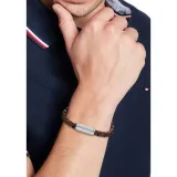 Tommy Hilfiger Herrenarmband Edelstahl silberfarben geflochtenes Leder braun 2790482