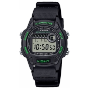 Casio Collection Digitaluhr schwarz gr&uuml;n und Resinband schwarz W-220H-1A3VEF