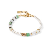 Coeur de Lion Armband Edelstahl goldfarben gr&uuml;n Crystal Pearls 4354/30-0500