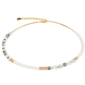 Coeur de Lion Halskette goldfarben gr&uuml;n weiss Crystal Pearls 4354/10-0500