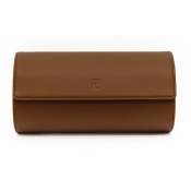 Paul Design 3er Travel Etui Reiseetui Uhrentasche aus braunen Leder für 3 Uhren